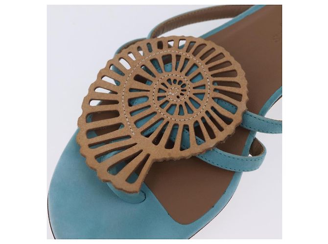 Hermès Sandalias HERMES Suede 36 Light Blue Auth 203814V Azul claro - vista 11