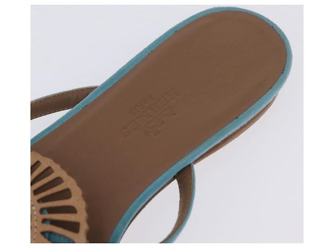 Hermès Sandalias HERMES Suede 36 Light Blue Auth 203814V Azul claro - vista 12