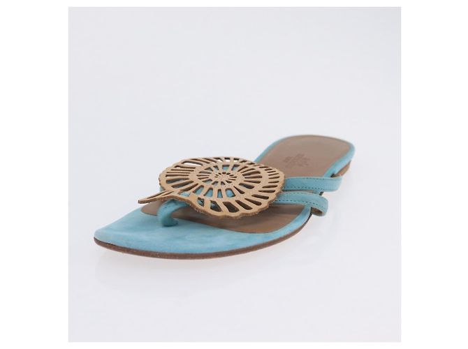 Hermès Sandalias HERMES Suede 36 Light Blue Auth 203814V Azul claro - vista 15