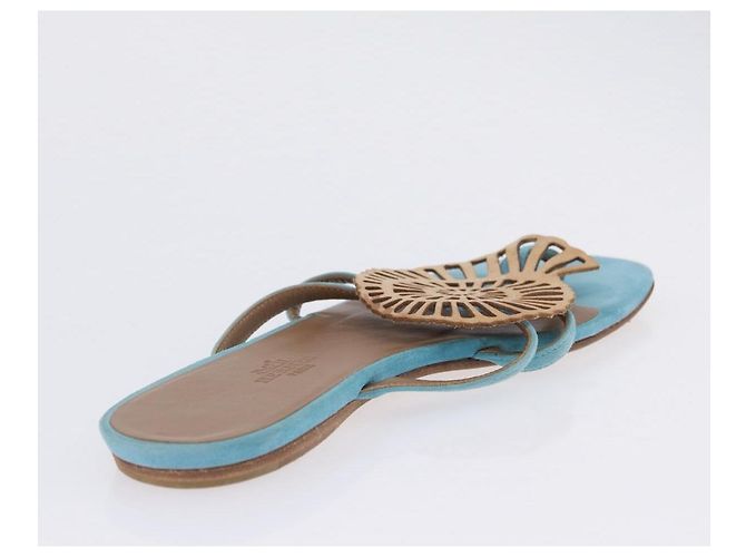 Hermès Sandalias HERMES Suede 36 Light Blue Auth 203814V Azul claro - vista 16