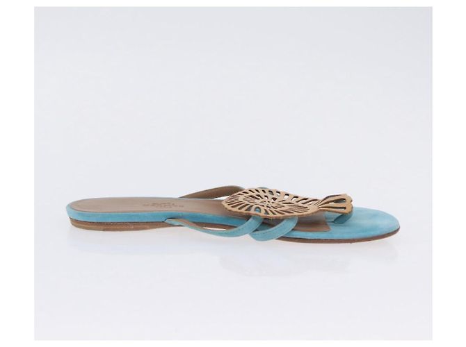 Hermès Sandalias HERMES Suede 36 Light Blue Auth 203814V Azul claro - vista 17