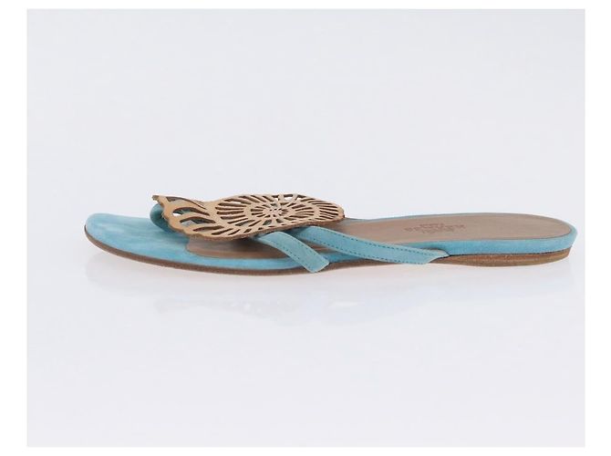 Hermès Sandalias HERMES Suede 36 Light Blue Auth 203814V Azul claro - vista 18