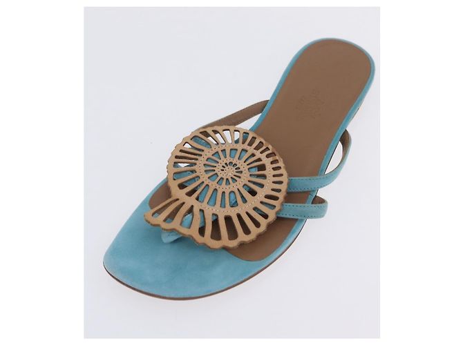 Hermès Sandalias HERMES Suede 36 Light Blue Auth 203814V Azul claro - vista 19