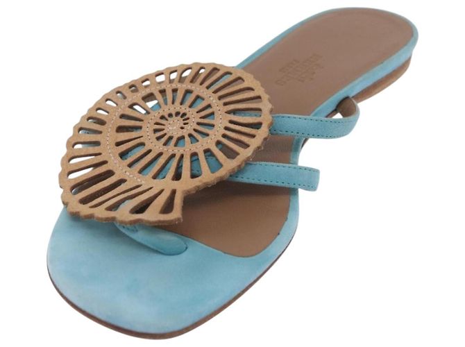 Hermès Sandalias HERMES Suede 36 Light Blue Auth 203814V Azul claro - vista 2