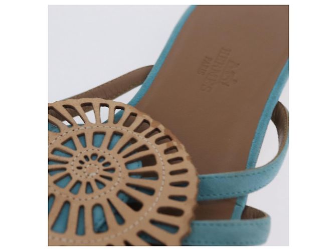 Hermès Sandalias HERMES Suede 36 Light Blue Auth 203814V Azul claro - vista 20