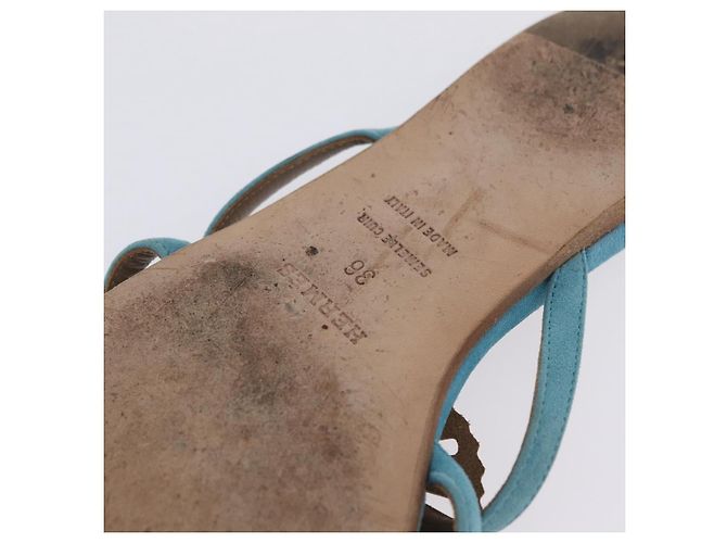 Hermès Sandalias HERMES Suede 36 Light Blue Auth 203814V Azul claro - vista 23