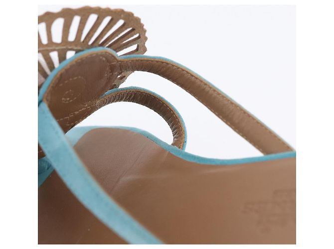 Hermès Sandalias HERMES Suede 36 Light Blue Auth 203814V Azul claro - vista 27