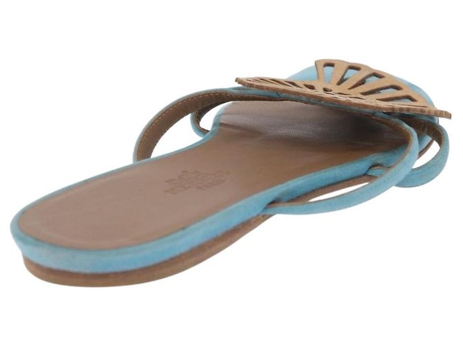 Hermès Sandalias HERMES Suede 36 Light Blue Auth 203814V Azul claro - vista 3