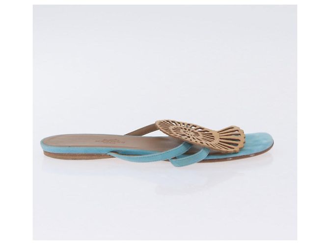 Hermès Sandalias HERMES Suede 36 Light Blue Auth 203814V Azul claro - vista 4