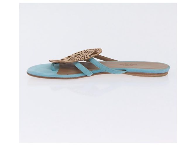 Hermès Sandalias HERMES Suede 36 Light Blue Auth 203814V Azul claro - vista 5