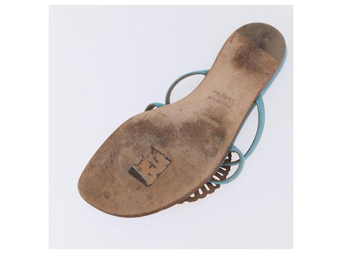 Hermès Sandalias HERMES Suede 36 Light Blue Auth 203814V Azul claro - vista 7