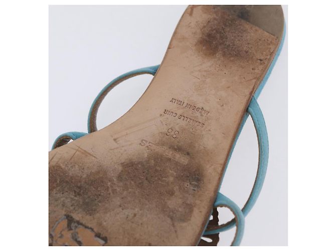 Hermès Sandalias HERMES Suede 36 Light Blue Auth 203814V Azul claro - vista 9