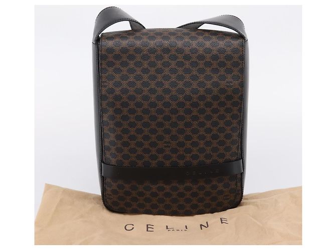 Céline Borsa a tracolla CELINE Macadam Canvas PVC Nero Tono Oro Auth mr2929A - vista 12
