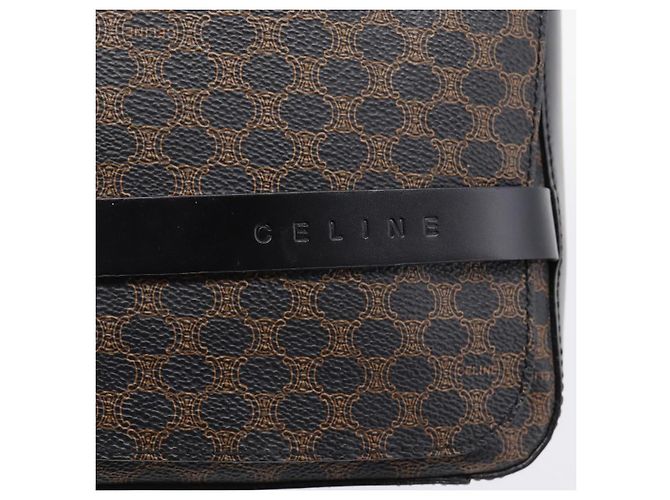 Céline Borsa a tracolla CELINE Macadam Canvas PVC Nero Tono Oro Auth mr2929A - vista 17