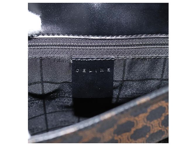Céline Borsa a tracolla CELINE Macadam Canvas PVC Nero Tono Oro Auth mr2929A - vista 19