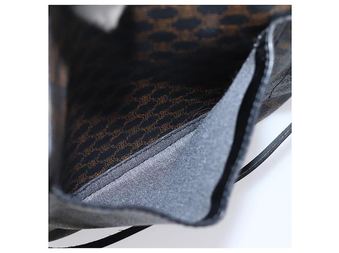 Céline Borsa a tracolla CELINE Macadam Canvas PVC Nero Tono Oro Auth mr2929A - vista 25