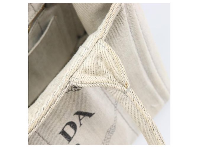 PRADA Canapa PM Handtasche Canvas Gray Gold Auth ep15913 Braun Golden - Ansicht 10