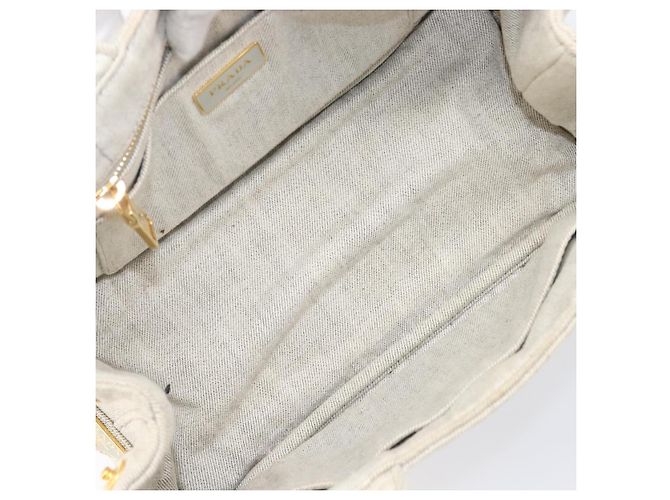 PRADA Canapa PM Handtasche Canvas Gray Gold Auth ep15913 Braun Golden - Ansicht 11