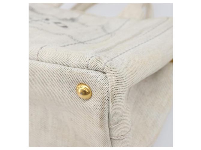 PRADA Canapa PM Handtasche Canvas Gray Gold Auth ep15913 Braun Golden - Ansicht 15