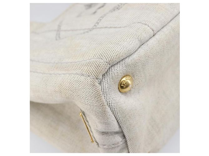 PRADA Canapa PM Handtasche Canvas Gray Gold Auth ep15913 Braun Golden - Ansicht 16