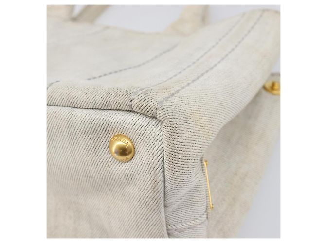 PRADA Canapa PM Handtasche Canvas Gray Gold Auth ep15913 Braun Golden - Ansicht 17