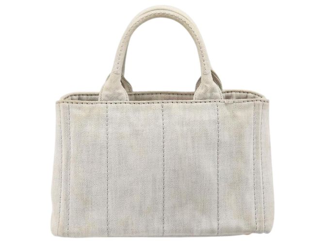 PRADA Canapa PM Handtasche Canvas Gray Gold Auth ep15913 Braun Golden - Ansicht 2