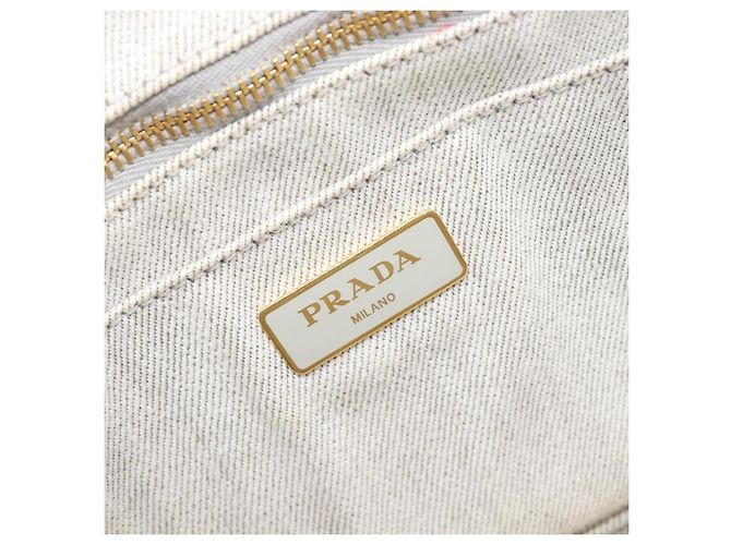 PRADA Canapa PM Handtasche Canvas Gray Gold Auth ep15913 Braun Golden - Ansicht 21