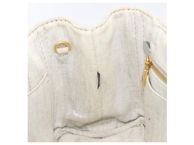 PRADA Canapa PM Handtasche Canvas Gray Gold Auth ep15913 Braun Golden - Ansicht 23