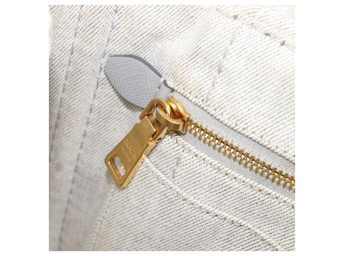 PRADA Canapa PM Handtasche Canvas Gray Gold Auth ep15913 Braun Golden - Ansicht 24