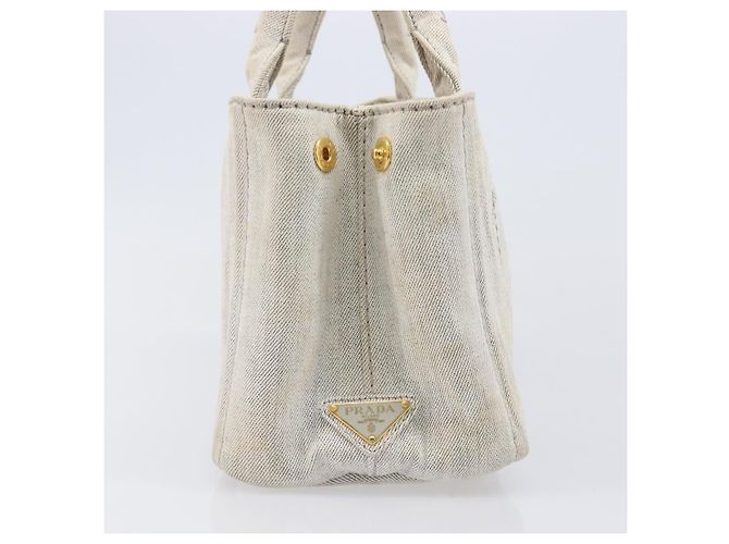 PRADA Canapa PM Handtasche Canvas Gray Gold Auth ep15913 Braun Golden - Ansicht 3