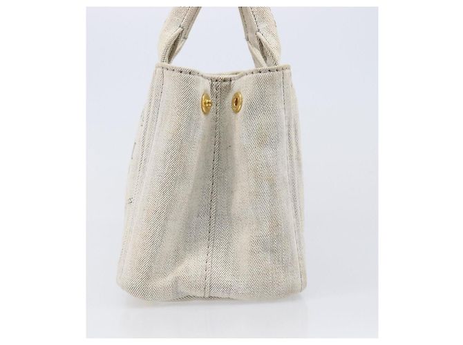 PRADA Canapa PM Handtasche Canvas Gray Gold Auth ep15913 Braun Golden - Ansicht 4