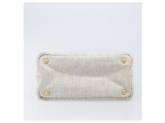 PRADA Canapa PM Handtasche Canvas Gray Gold Auth ep15913 Braun Golden - Ansicht 5