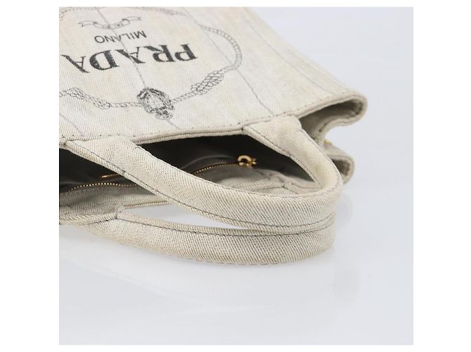 PRADA Canapa PM Handtasche Canvas Gray Gold Auth ep15913 Braun Golden - Ansicht 7
