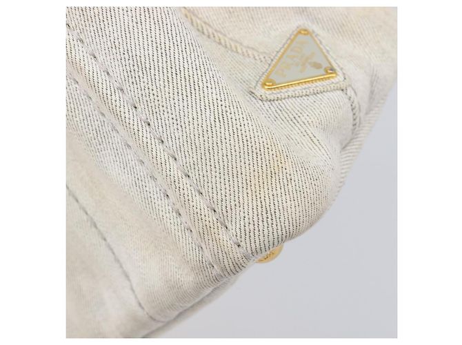 PRADA Canapa PM Handtasche Canvas Gray Gold Auth ep15913 Braun Golden - Ansicht 8