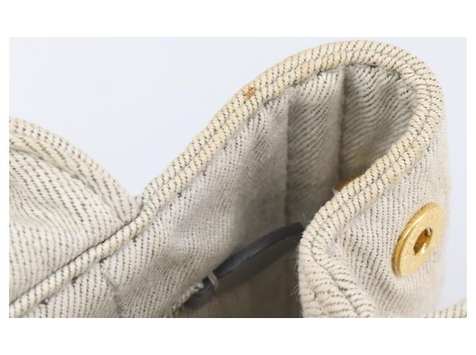 PRADA Canapa PM Handtasche Canvas Gray Gold Auth ep15913 Braun Golden - Ansicht 9