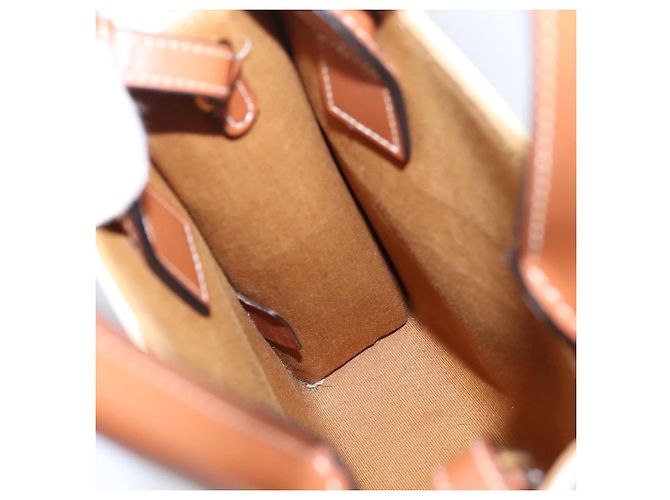 Céline Borsa a mano CELINE Macadam Vertical Cabas PVC 2way Avorio Tono Oro Auth 205927M Crudo - vista 20