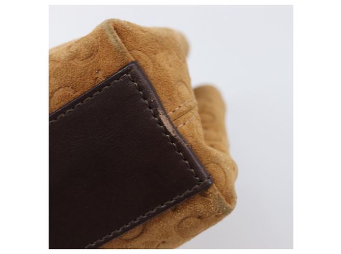 Céline Bolsa de mão CELINE C Macadam Canvas Suede Brown Gold Auth ep15941 Marrom Dourado - vista 10
