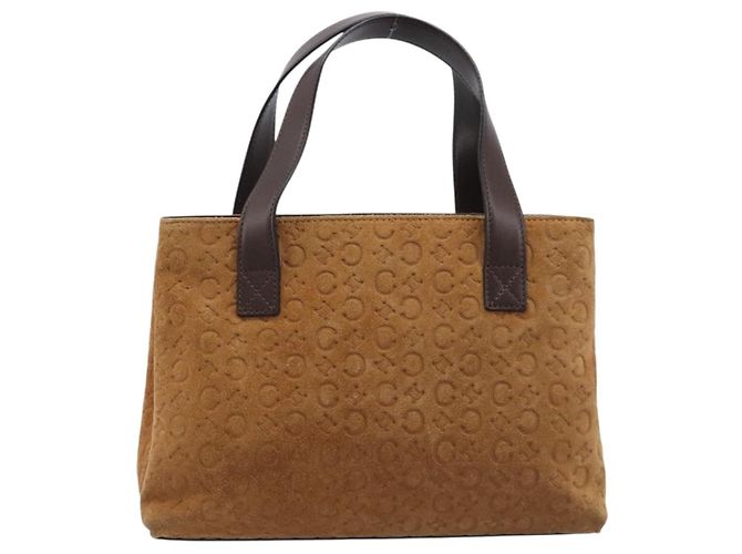 Céline Bolsa de mão CELINE C Macadam Canvas Suede Brown Gold Auth ep15941 Marrom Dourado - vista 13