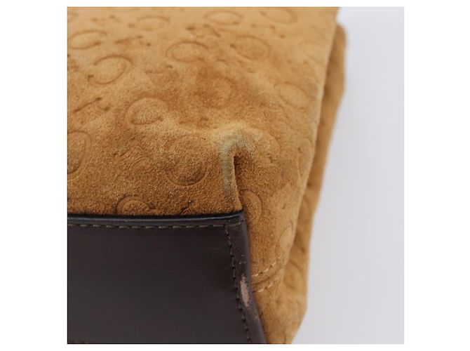 Céline Bolsa de mão CELINE C Macadam Canvas Suede Brown Gold Auth ep15941 Marrom Dourado - vista 15