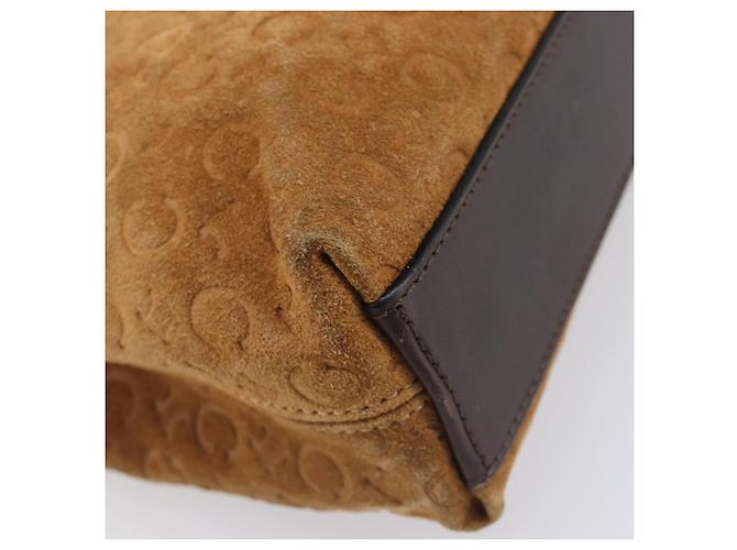 Céline Bolsa de mão CELINE C Macadam Canvas Suede Brown Gold Auth ep15941 Marrom Dourado - vista 16