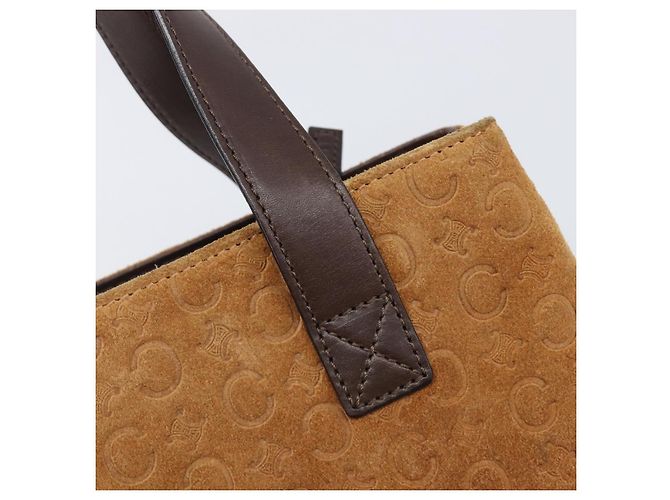 Céline Bolsa de mão CELINE C Macadam Canvas Suede Brown Gold Auth ep15941 Marrom Dourado - vista 17