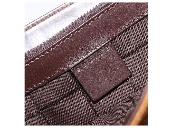 Céline Bolsa de mão CELINE C Macadam Canvas Suede Brown Gold Auth ep15941 Marrom Dourado - vista 18