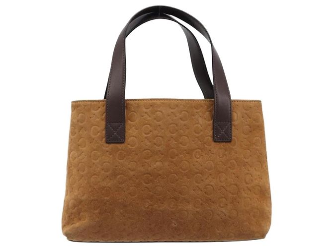 Céline Bolsa de mão CELINE C Macadam Canvas Suede Brown Gold Auth ep15941 Marrom Dourado - vista 2
