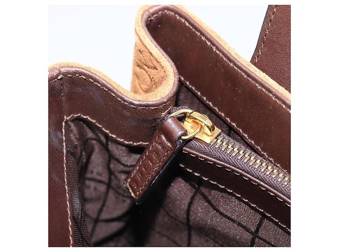 Céline Bolsa de mão CELINE C Macadam Canvas Suede Brown Gold Auth ep15941 Marrom Dourado - vista 21