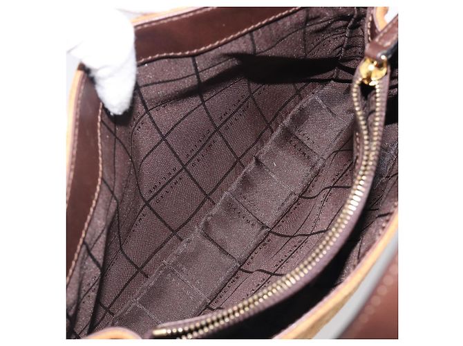 Céline Bolsa de mão CELINE C Macadam Canvas Suede Brown Gold Auth ep15941 Marrom Dourado - vista 23