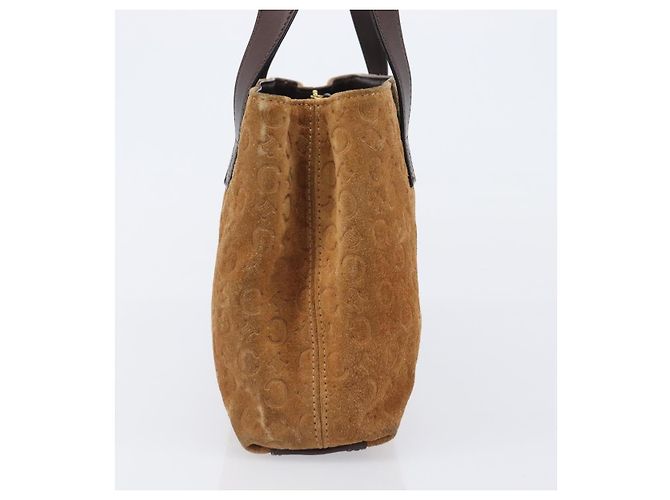 Céline Bolsa de mão CELINE C Macadam Canvas Suede Brown Gold Auth ep15941 Marrom Dourado - vista 3