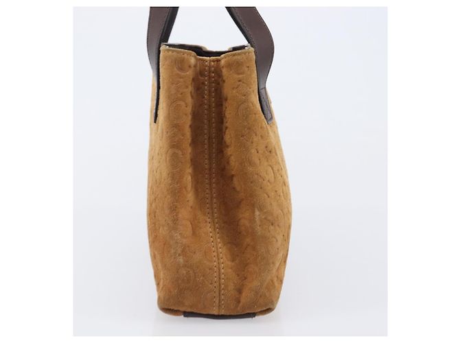 Céline Bolsa de mão CELINE C Macadam Canvas Suede Brown Gold Auth ep15941 Marrom Dourado - vista 4