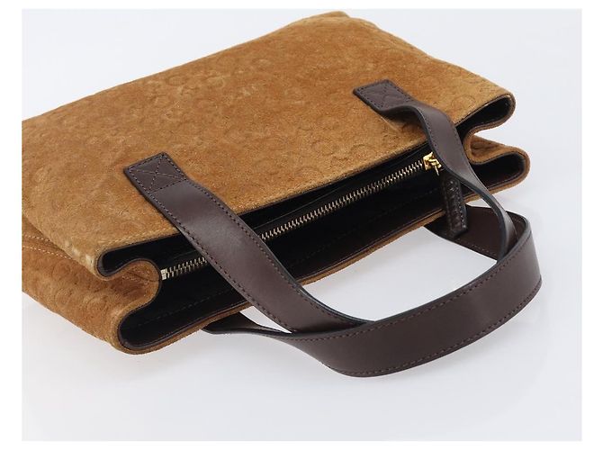Céline Bolsa de mão CELINE C Macadam Canvas Suede Brown Gold Auth ep15941 Marrom Dourado - vista 6