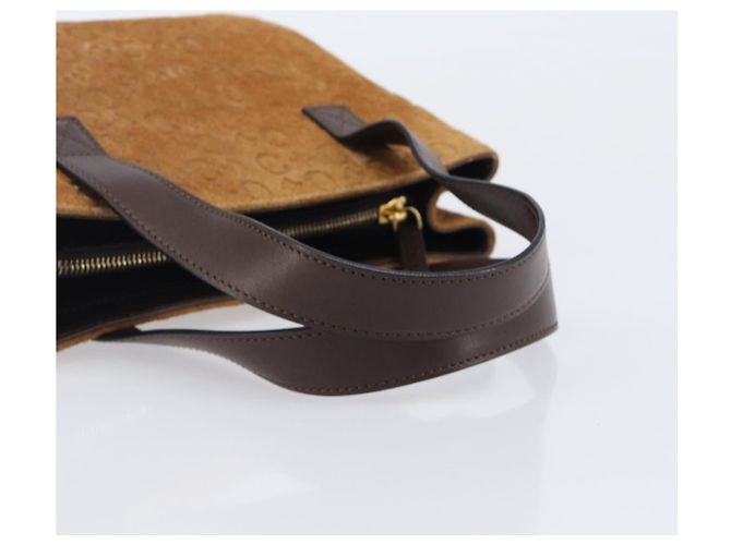 Céline Bolsa de mão CELINE C Macadam Canvas Suede Brown Gold Auth ep15941 Marrom Dourado - vista 7