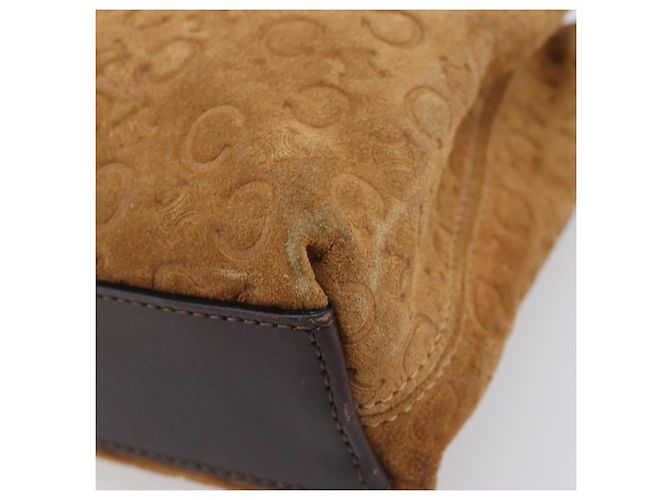 Céline Bolsa de mão CELINE C Macadam Canvas Suede Brown Gold Auth ep15941 Marrom Dourado - vista 9